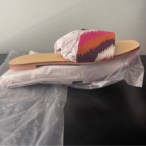 LOFT NIB Ikat Slide Sandals, women’s size 11, pink/orange print - Picture 9 of 14
